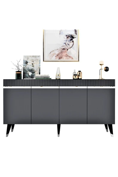 DEMONTE DECOR DEFFNE KONSOL ANTRASİT-GÜMÜŞ - Resim 4