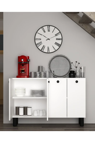 DEMONTE DECOR İlaydd Bohem Mutfak Kiler Dolabı Beyaz-beyaz-siyah ürün görseli 1