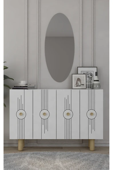 DEMONTE DECOR FRAUDDD (KM120) BOHEM KONSOL , ÇOK AMAÇLI DOLAP - BEYAZ,BEYAZ