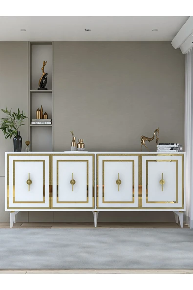 DEMONTE DECOR SAMBADD (KX180) KONSOL BEYAZ-ALTIN ürün görseli