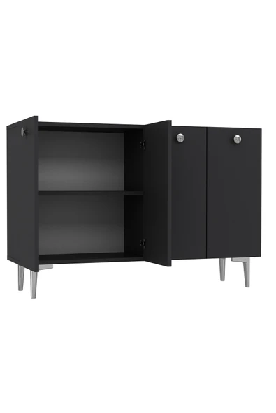 DEMONTE DECOR BETTYDD MUTFAK KİLER DOLABI ANTRASİT-ANTRASİT-GÜMÜŞ - Resim 5