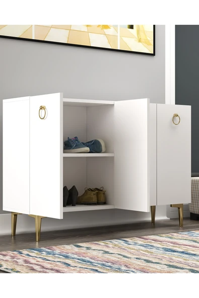 DEMONTE DECOR EFESDD AYAKKABILIK BEYAZ-BEYAZ-ALTIN ürün görseli 1