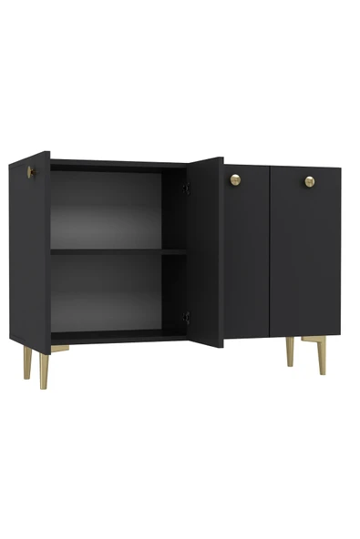 DEMONTE DECOR BETTYDD OFİS EVRAK DOLABI ANTRASİT-ANTRASİT-ALTIN - 5