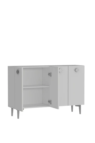 DEMONTE DECOR MOREDD MUTFAK KİLER DOLABI BEYAZ-BEYAZ-GÜMÜŞ - Resim 5