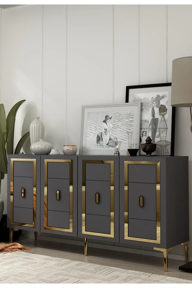 DEMONTE DECOR ORİONDD (KB150) KONSOL ANTRASİT-ALTIN - Resim 2