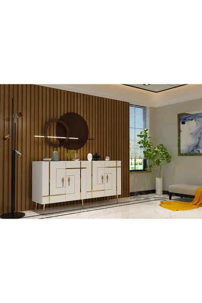 DEMONTE DECOR LİNEDD (KB150) KONSOL BEYAZ-ALTIN - Resim 3