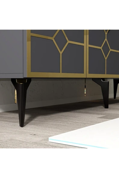 DEMONTE DECOR ÇAĞLAA KONSOL ANTRASİT-ALTIN - Resim 6