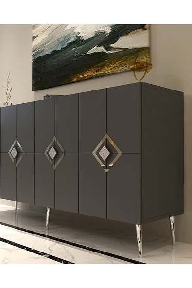 DEMONTE DECOR Robberdd (KB150) Lazer Desenli Konsol Antrasit-gümüş - Resim 3