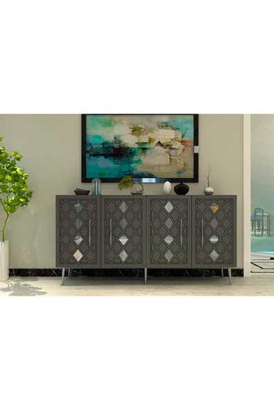 DEMONTE DECOR DOMEDD (KB150) KONSOL ANTRASİT-GÜMÜŞ ürün görseli