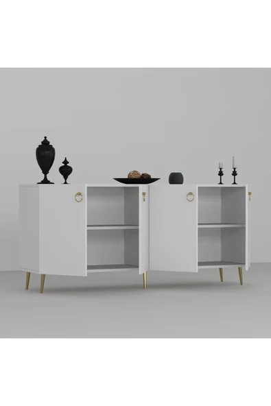 DEMONTE DECOR DROP KONSOL BEYAZ-ALTIN - 4