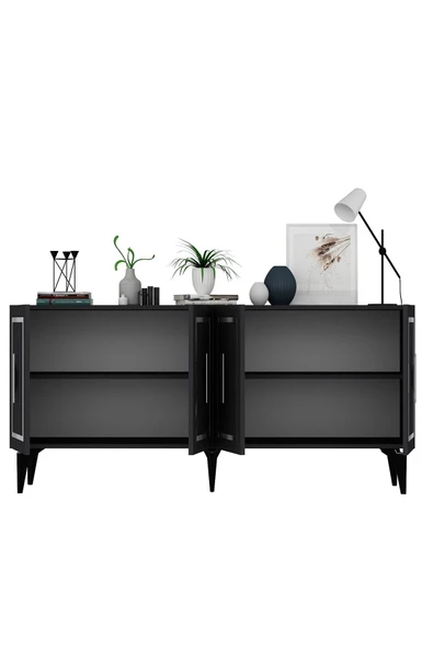 DEMONTE DECOR VANNESSA LAZER DESENLİ PLEKSİLİ KONSOL ANTRASİT-GÜMÜŞ - Resim 7