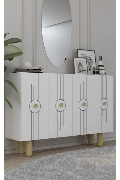 DEMONTE DECOR FRAUDDD (KM120) BOHEM KONSOL , ÇOK AMAÇLI DOLAP - BEYAZ,BEYAZ - 2