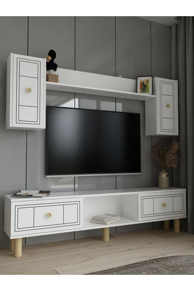 DEMONTE DECOR DARİODD BOHEM TV ÜNİTESİ TAKIMI BEYAZ-BEYAZ - 2