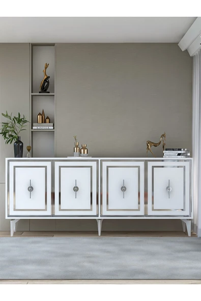 DEMONTE DECOR SAMBADD (KX180) KONSOL BEYAZ-GÜMÜŞ ürün görseli 1