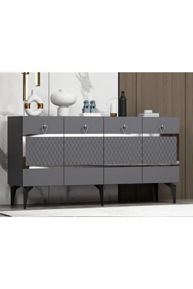 DEMONTE DECOR İPEK KONSOL ANTRASİT GÜMÜŞ - Resim 2