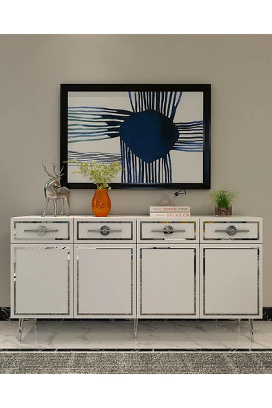 DEMONTE DECOR BELLYDD (KB150) KONSOL BEYAZ-GÜMÜŞ ürün görseli