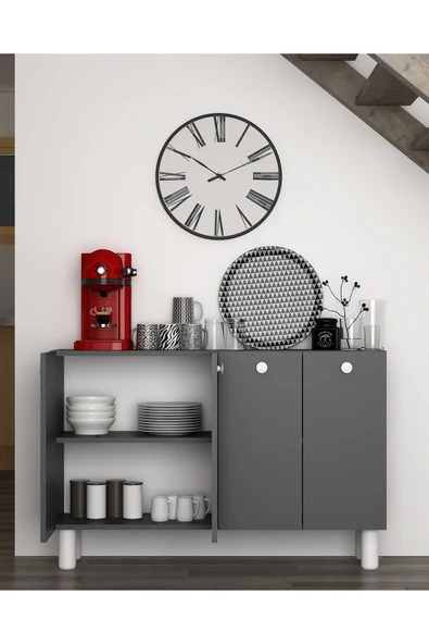 DEMONTE DECOR İLAYDD BOHEM MUTFAK KİLER DOLABI ANTRASİT-ANTRASİT-BEYAZ ürün görseli 1