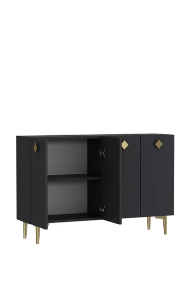 DEMONTE DECOR MOREDD OFİS EVRAK DOLABI ANTRASİT-ANTRASİT-ALTIN - 5