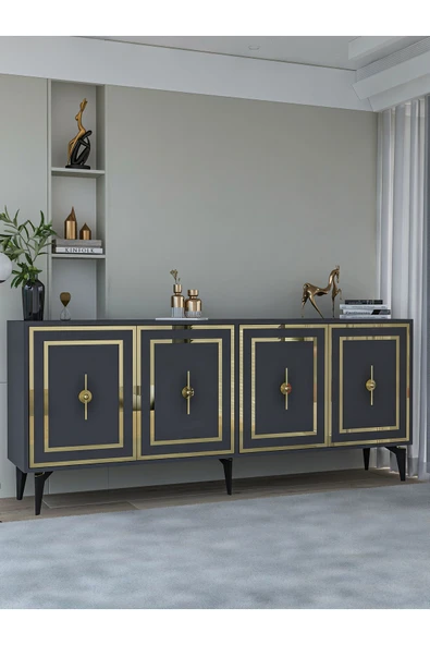 DEMONTE DECOR SAMBADD (KX180) KONSOL ANTRASİT-ALTIN - Resim 2