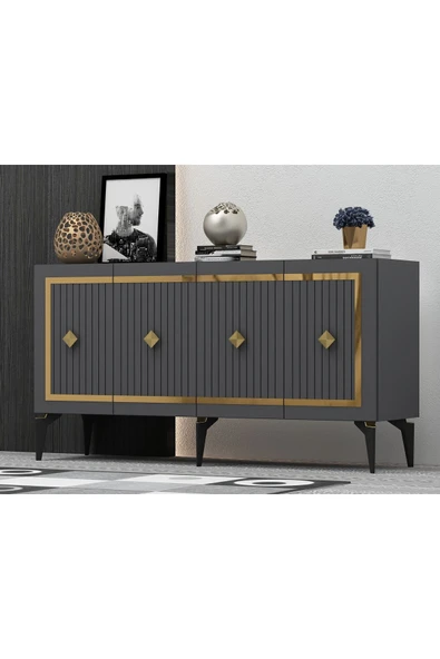 DEMONTE DECOR NOVVA KONSOL ANTRASİT-ALTIN - Resim 2