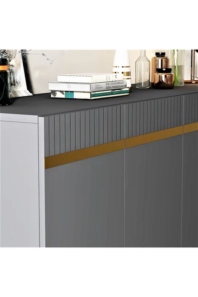 DEMONTE DECOR DEFFNE KONSOL ANTRASİT-ALTIN - Resim 3