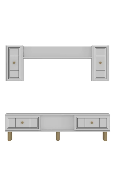 DEMONTE DECOR DARİODD BOHEM TV ÜNİTESİ TAKIMI BEYAZ-BEYAZ - 3