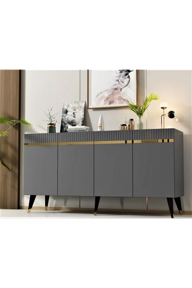 DEMONTE DECOR DEFFNE KONSOL ANTRASİT-ALTIN - Resim 2