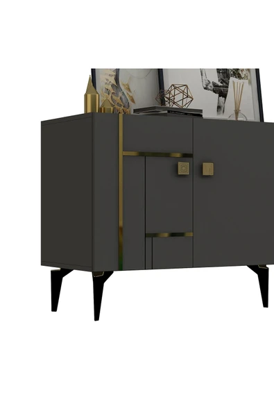 DEMONTE DECOR MADERA KONSOL ANTRASİT-ALTIN - Resim 4