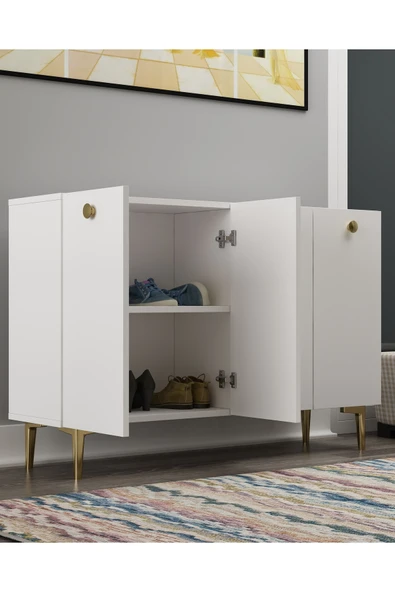 DEMONTE DECOR BETTYDD AYAKKABILIK BEYAZ-BEYAZ-ALTIN ürün görseli