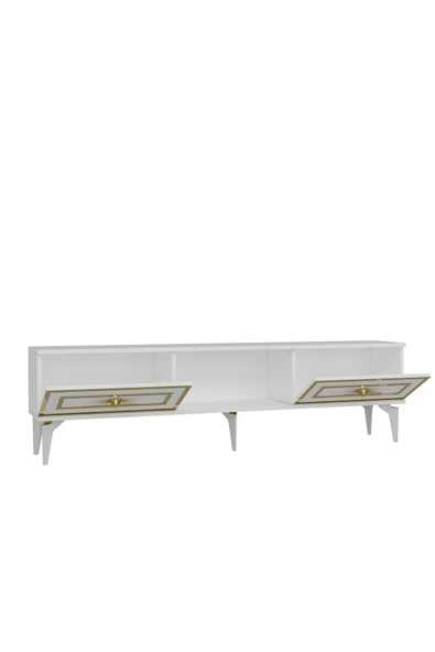 DEMONTE DECOR VİOLADD TV SEHPASI BEYAZ-ALTIN - Resim 6