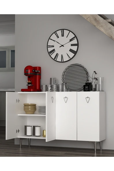 DEMONTE DECOR LEYLADD (KM120) MUTFAK KİLER DOLABI BEYAZ-BEYAZ-GÜMÜŞ ürün görseli 1