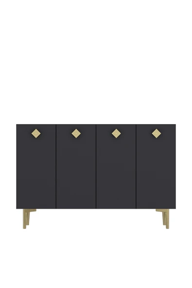 DEMONTE DECOR MOREDD OFİS EVRAK DOLABI ANTRASİT-ANTRASİT-ALTIN - 2