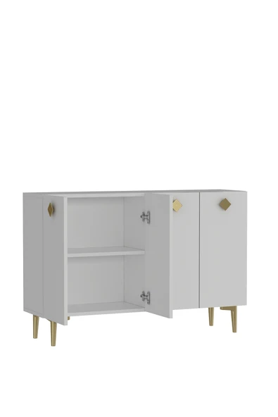 DEMONTE DECOR MOREDD OFİS EVRAK DOLABI BEYAZ-BEYAZ-ALTIN - 5