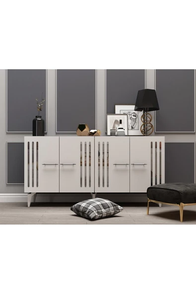 DEMONTE DECOR JUNNES PLEKSİ DESENLİ KONSOL BEYAZ-GÜMÜŞ - Resim 6