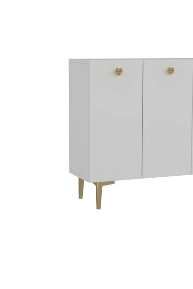 DEMONTE DECOR BETTYDD MUTFAK KİLER DOLABI BEYAZ-BEYAZ-ALTIN - Resim 4