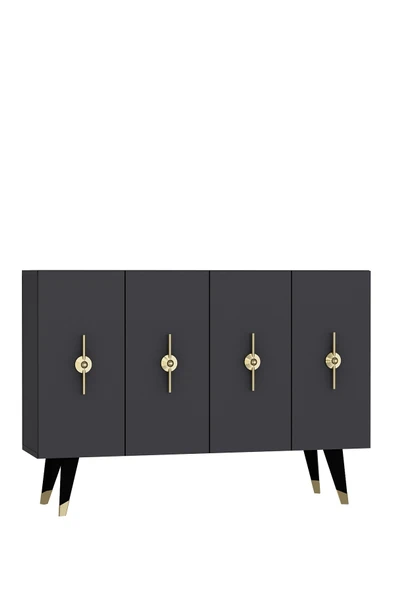 DEMONTE DECOR Quartdd (KM120) Konsol , Çok Amaçlı Dolap - Antrasit Altın (RAMADA KULP) - Resim 4