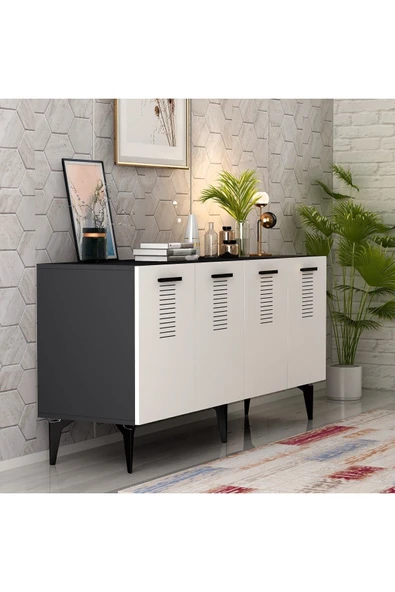 DEMONTE DECOR ASİMO KONSOL ANTRASİT BEYAZ - Resim 2