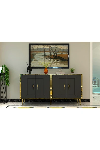 DEMONTE DECOR ARNODD (KB150) KONSOL ANTRASİT-ALTIN ürün görseli