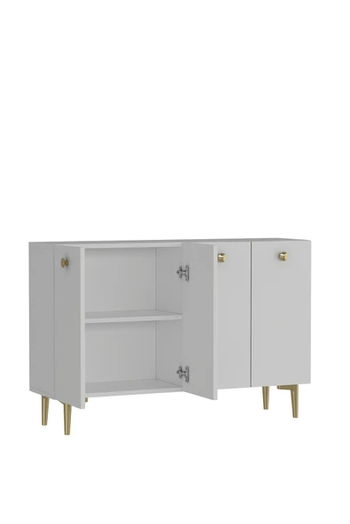 DEMONTE DECOR BETTYDD OFİS EVRAK DOLABI BEYAZ-BEYAZ-ALTIN - 5