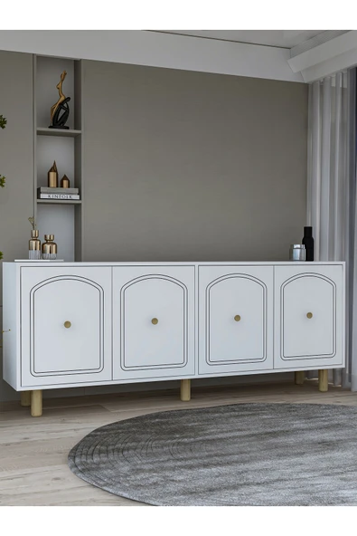 DEMONTE DECOR HAZALDD (KX180) BOHEM KONSOL - BEYAZ BEYAZ - Resim 2