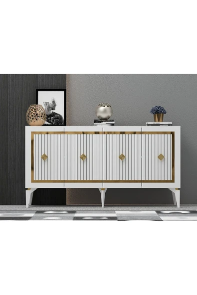 DEMONTE DECOR NOVVA KONSOL BEYAZ-ALTIN ürün görseli