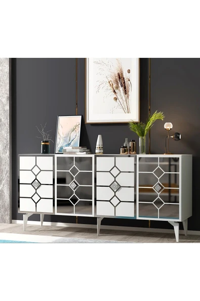 DEMONTE DECOR IRMAAK KONSOL BEYAZ-GÜMÜŞ - Resim 2