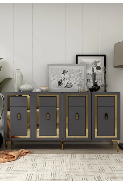 DEMONTE DECOR ORİONDD (KB150) KONSOL ANTRASİT-ALTIN ürün görseli