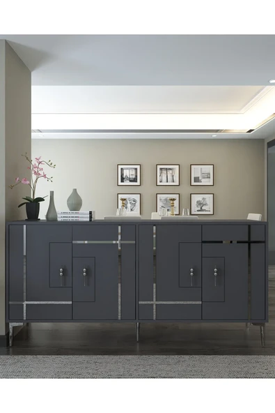 DEMONTE DECOR SİMGEDD (KX180) KONSOL ANTRASİT-GÜMÜŞ ürün görseli