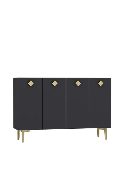 DEMONTE DECOR MOREDD MUTFAK KİLER DOLABI ANTRASİT-ANTRASİT-ALTIN - Resim 3