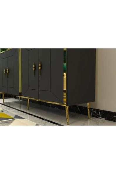 DEMONTE DECOR ARNODD (KB150) KONSOL ANTRASİT-ALTIN - Resim 3