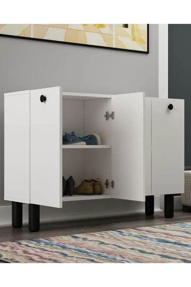 DEMONTE DECOR İLAYDD BOHEM AYAKKABILIK BEYAZ-BEYAZ-SİYAH ürün görseli