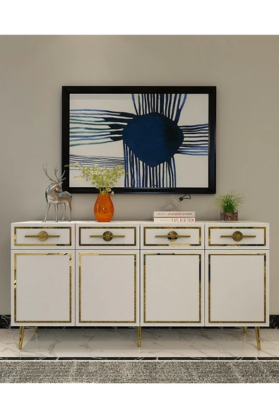 DEMONTE DECOR BELLYDD (KB150) KONSOL BEYAZ-ALTIN ürün görseli