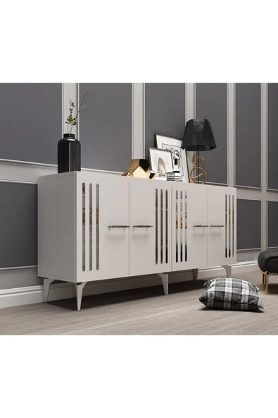 DEMONTE DECOR JUNNES PLEKSİ DESENLİ KONSOL BEYAZ-GÜMÜŞ - Resim 2