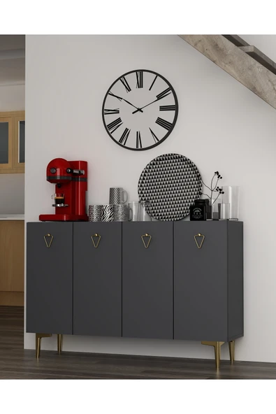 DEMONTE DECOR LEYLADD (KM120) KAHVE KÖŞESİ ANTRASİT-ANTRASİT-ALTIN ürün görseli